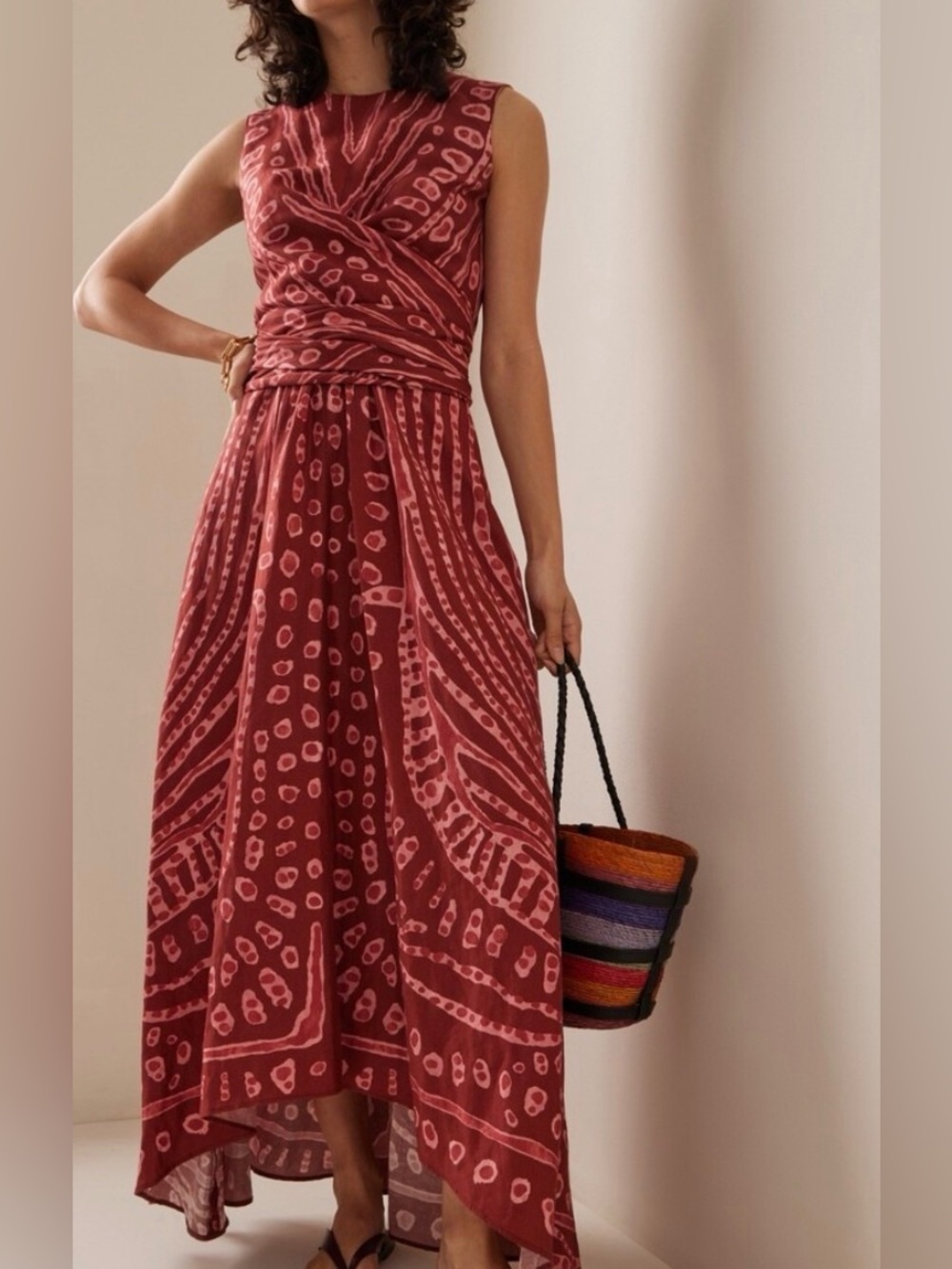 Altuzarra Red Linen blend PEMBINA MARKINGS MAXI Dress - Picture 2 of 6